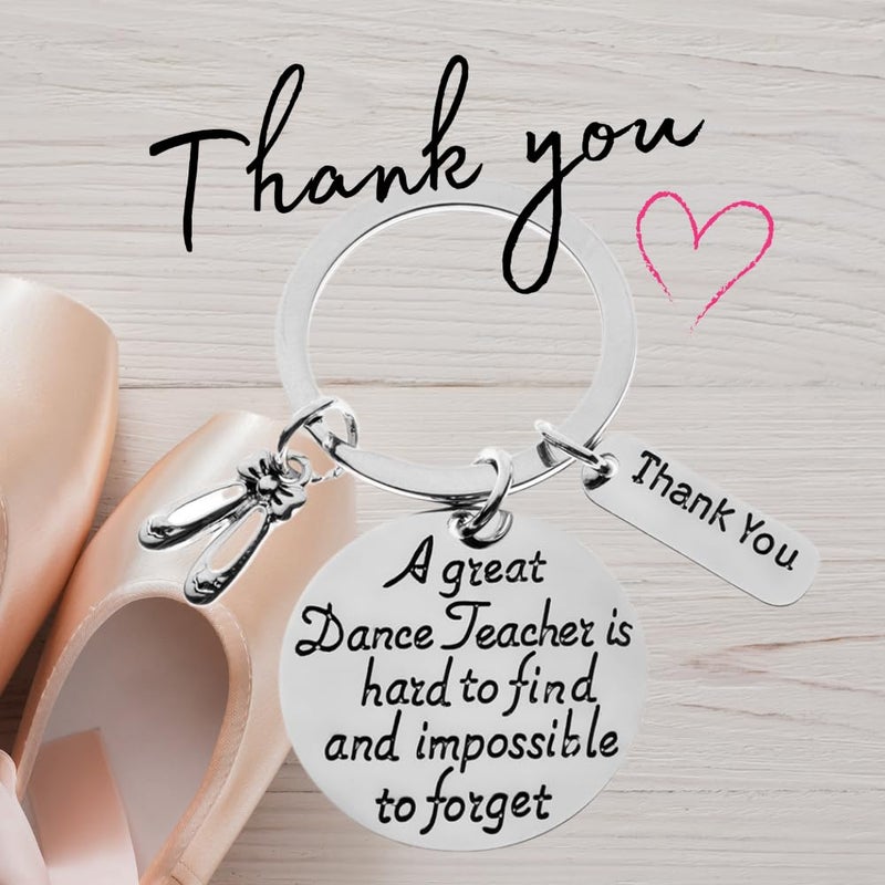 Infinity Collection Dance Teacher Keychain Gift â€“ A Great Dance Teacher Is Hard to Find Quote with Ballet Shoe and Thank You Charms, Appreciation Present for Instructor or Coach - Image 3
